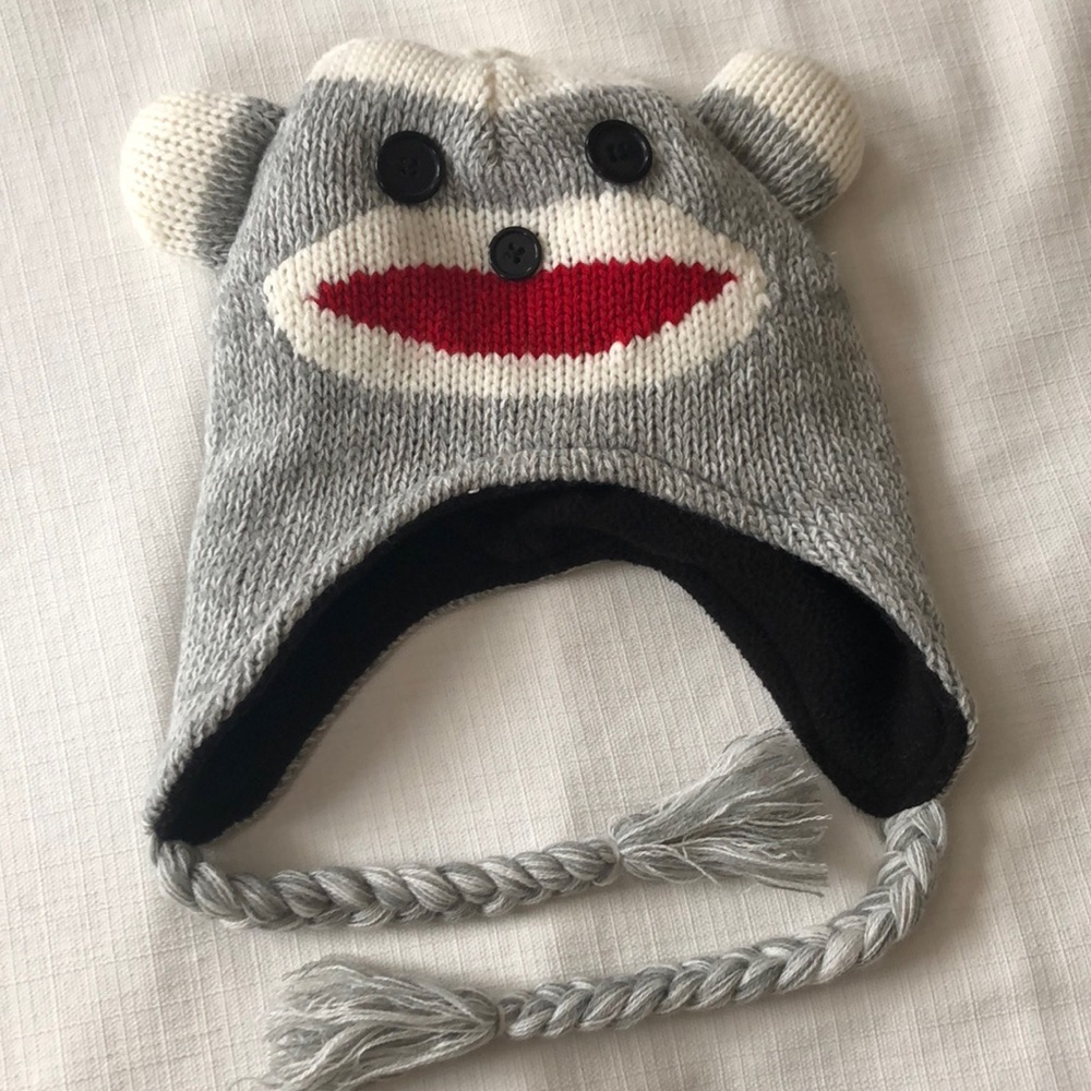 Sock Monkey Fleece Lined Winter Hat Kids Unisex